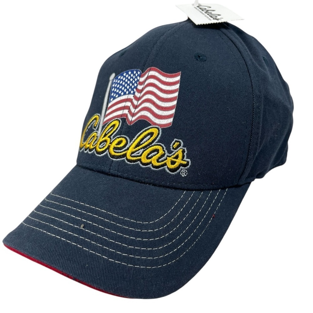 NEW Cabela's‎ Mens Baseball Hat Cap One Size XL Blue Flag Cotton - NWT